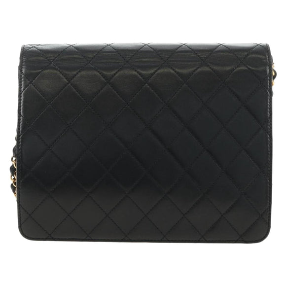 CHANEL Matelasse Chain Shoulder Bag Lamb Skin Black Gold CC Auth 180513SAM