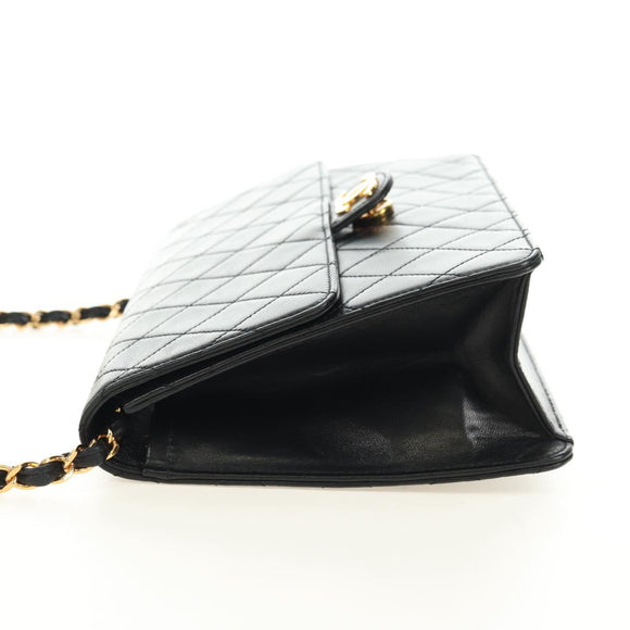 CHANEL Matelasse Chain Shoulder Bag Lamb Skin Black Gold CC Auth 180513SAM