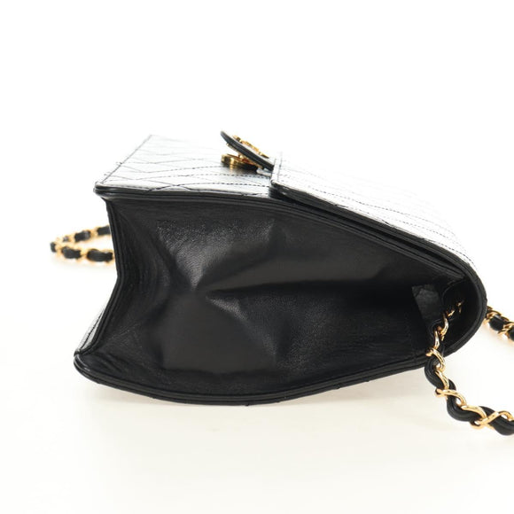 CHANEL Matelasse Chain Shoulder Bag Lamb Skin Black Gold CC Auth 180513SAM