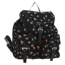 PRADA Bloem Rugzak Nylon Zwart Zilver 1BZ811 Auth 180522SAM-1