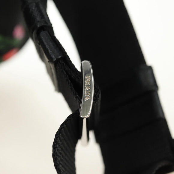 PRADA Bloem Rugzak Nylon Zwart Zilver 1BZ811 Auth 180522SAM