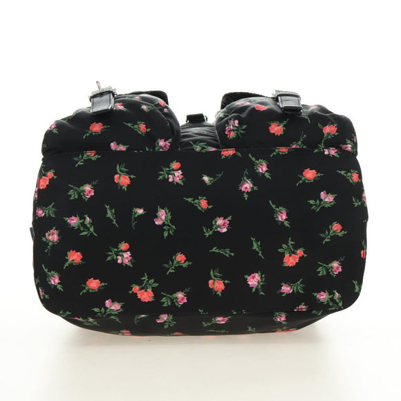 PRADA Bloem Rugzak Nylon Zwart Zilver 1BZ811 Auth 180522SAM