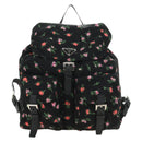 PRADA Bloem Rugzak Nylon Zwart Zilver 1BZ811 Auth 180522SAM-13