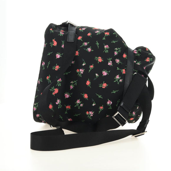 PRADA Bloem Rugzak Nylon Zwart Zilver 1BZ811 Auth 180522SAM
