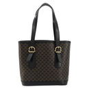 CELINE Macadam Canvas Tote Bag PVC Leather Black Gold Auth 180524A-2
