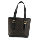 CELINE Macadam Canvas Tote Bag PVC Leather Black Gold Auth 180524A-3