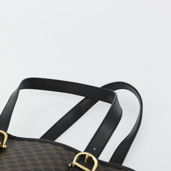 CELINE Macadam Canvas Tote Bag PVC Leather Black Gold Auth 180524A