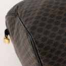 CELINE Macadam Canvas Boston Bag PVC Leather 2way Black Gold Auth 180526A-16