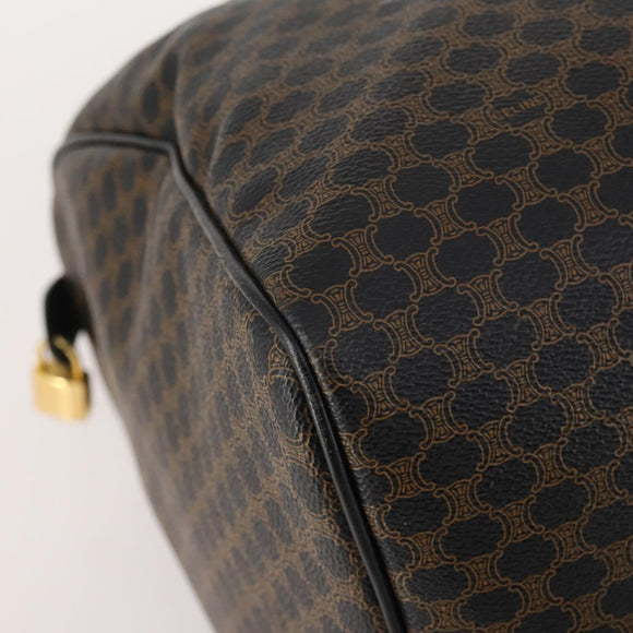 CELINE Macadam Canvas Boston Bag PVC Leather 2way Black Gold Auth 180526A