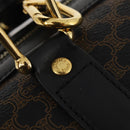 CELINE Macadam Canvas Boston Bag PVC Leather 2way Black Gold Auth 180526A-18