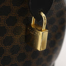 CELINE Macadam Canvas Boston Bag PVC Leather 2way Black Gold Auth 180526A-19