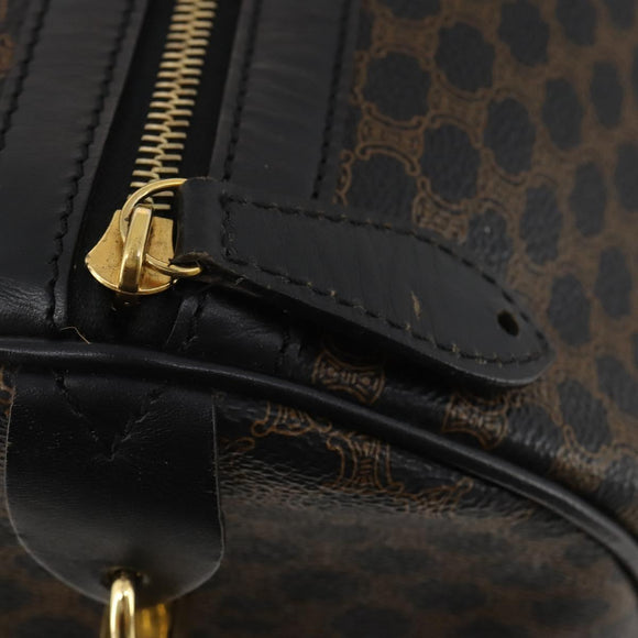 CELINE Macadam Canvas Boston Bag PVC Leather 2way Black Gold Auth 180526A