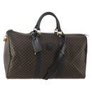 CELINE Macadam Canvas Boston Bag PVC Leather 2way Black Gold Auth 180526A-1