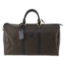CELINE Macadam Canvas Boston Bag PVC Leather 2way Black Gold Auth 180526A-13