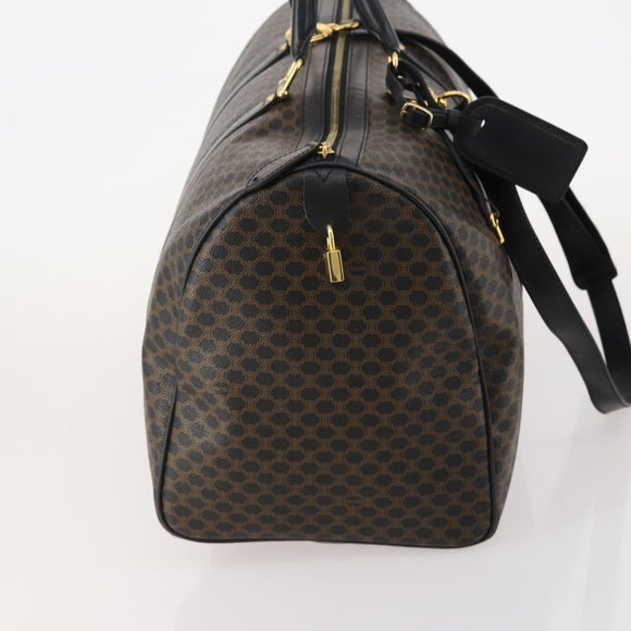 CELINE Macadam Canvas Boston Bag PVC Leather 2way Black Gold Auth 180526A