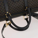 CELINE Macadam Canvas Boston Bag PVC Leather 2way Black Gold Auth 180526A-9