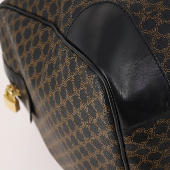 CELINE Macadam Canvas Boston Bag PVC Leather Black Gold Auth 180527A