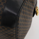 CELINE Macadam Canvas Boston Bag PVC Leather Black Gold Auth 180527A-15