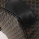 CELINE Macadam Canvas Boston Bag PVC Leather Black Gold Auth 180527A-16