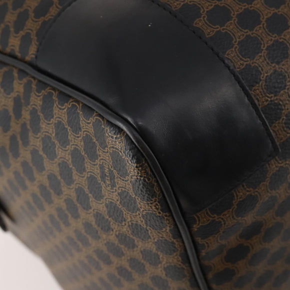 CELINE Macadam Canvas Boston Bag PVC Leather Black Gold Auth 180527A