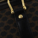 CELINE Macadam Canvas Boston Bag PVC Leather Black Gold Auth 180527A-17