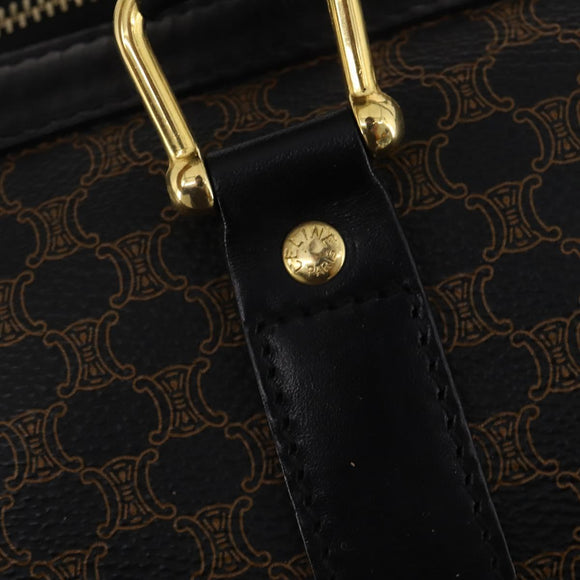 CELINE Macadam Canvas Boston Bag PVC Leather Black Gold Auth 180527A