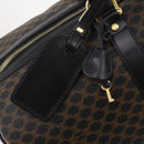CELINE Macadam Canvas Boston Bag PVC Leather Black Gold Auth 180527A-10