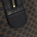 CELINE Macadam Canvas Boston Bag PVC Leather Black Gold Auth 180527A-19