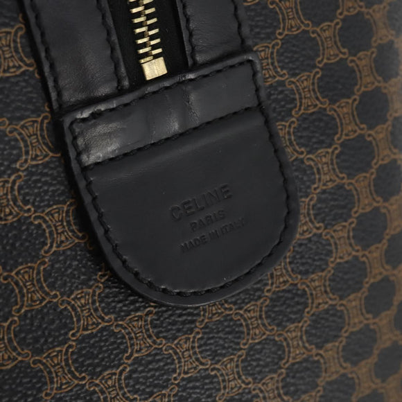 CELINE Macadam Canvas Boston Bag PVC Leather Black Gold Auth 180527A