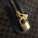 CELINE Macadam Canvas Boston Bag PVC Leather Black Gold Auth 180527A-11