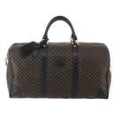 CELINE Macadam Canvas Boston Bag PVC Leather Black Gold Auth 180527A-13