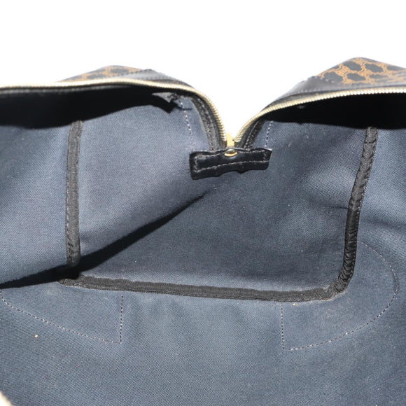 CELINE Macadam Canvas Boston Bag PVC Leather Black Gold Auth 180527A