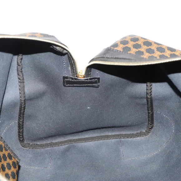 CELINE Macadam Canvas Boston Bag PVC Leather Black Gold Auth 180527A