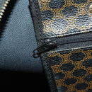 CELINE Macadam Canvas Boston Bag PVC Leather Black Gold Auth 180527A-22