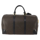 CELINE Macadam Canvas Boston Bag PVC Leather Black Gold Auth 180527A-2