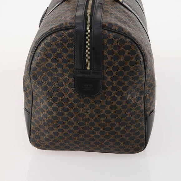 CELINE Macadam Canvas Boston Bag PVC Leather Black Gold Auth 180527A