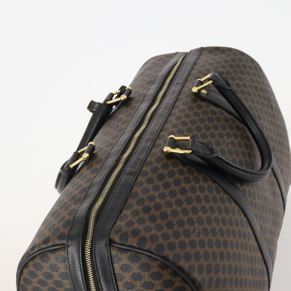 CELINE Macadam Canvas Boston Bag PVC Leather Black Gold Auth 180527A