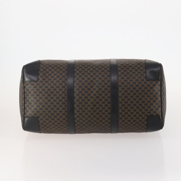CELINE Macadam Canvas Boston Bag PVC Leather Black Gold Auth 180527A