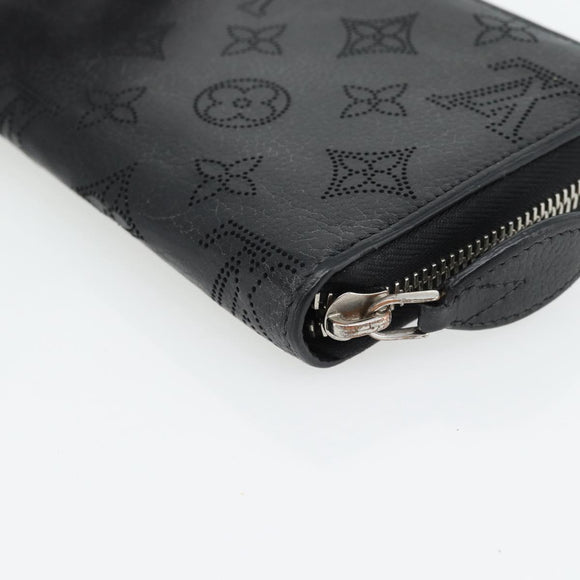 LOUIS VUITTON Monogram Mahina Zippy Wallet Long Wallet Black M61867 Auth 180533