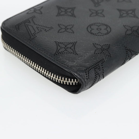 LOUIS VUITTON Monogram Mahina Zippy Wallet Long Wallet Black M61867 Auth 180533