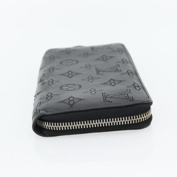 LOUIS VUITTON Monogram Mahina Zippy Wallet Long Wallet Black M61867 Auth 180533