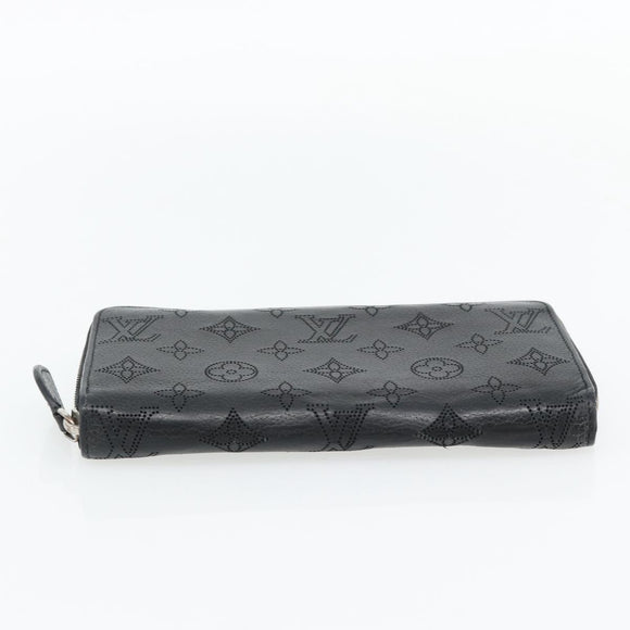 LOUIS VUITTON Monogram Mahina Zippy Wallet Long Wallet Black M61867 Auth 180533