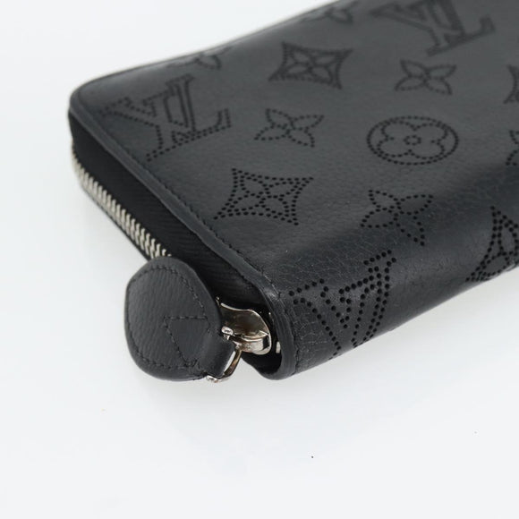 LOUIS VUITTON Monogram Mahina Zippy Wallet Long Wallet Black M61867 Auth 180533
