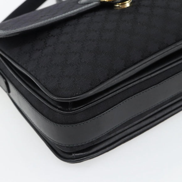 CELINE Macadam Canvas Shoulder Bag Black Gold Auth 180571A