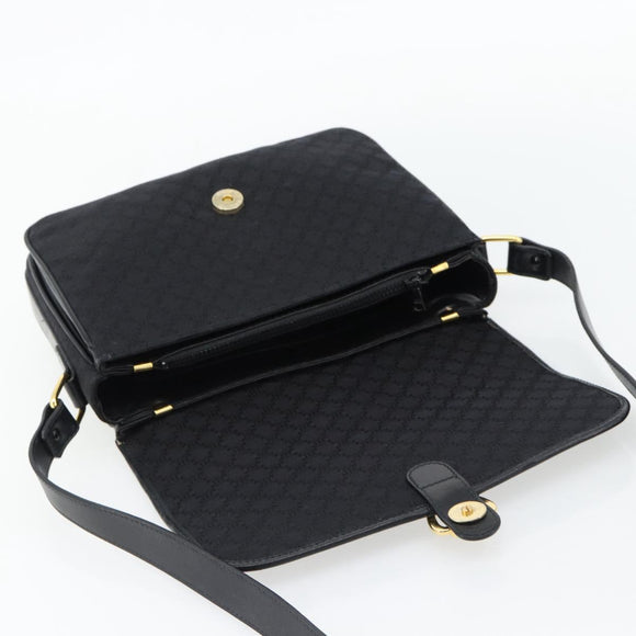 CELINE Macadam Canvas Shoulder Bag Black Gold Auth 180571A