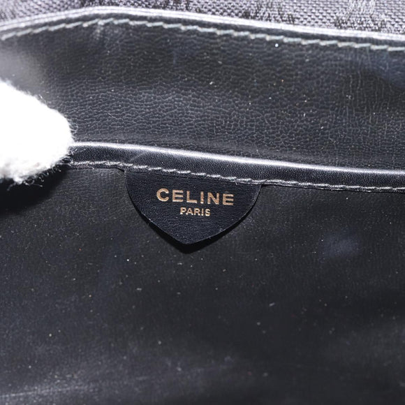 CELINE Macadam Canvas Shoulder Bag Black Gold Auth 180571A
