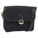 CELINE Macadam Canvas Shoulder Bag Black Gold Auth 180571A-1