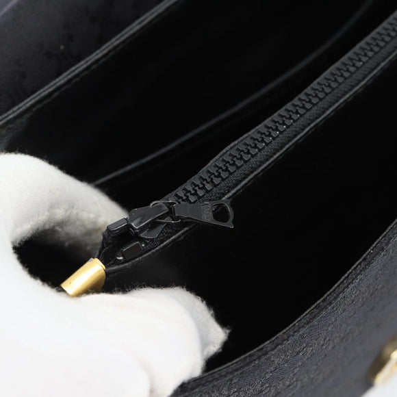 CELINE Macadam Canvas Shoulder Bag Black Gold Auth 180571A