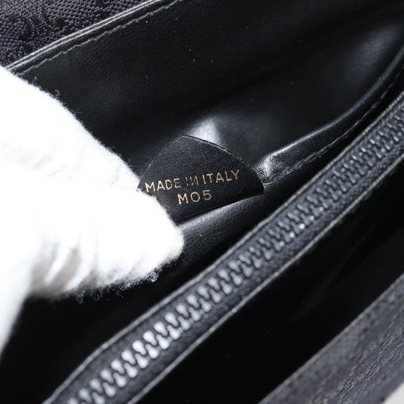 CELINE Macadam Canvas Shoulder Bag Black Gold Auth 180571A