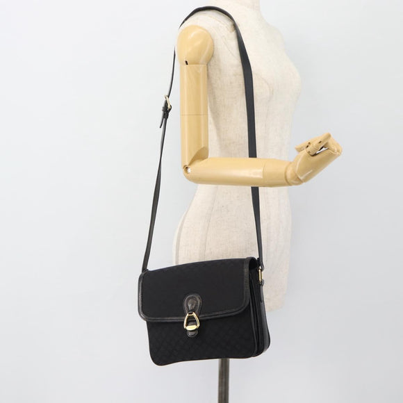 CELINE Macadam Canvas Shoulder Bag Black Gold Auth 180571A
